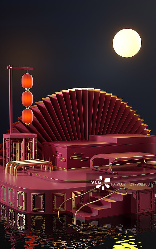 3D中国风产品展示台创意图图片素材