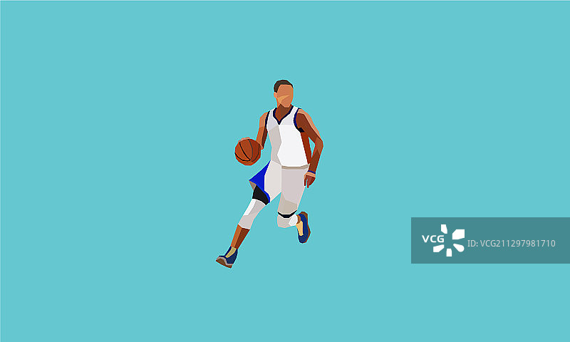 篮球运动员运球多边形图片素材