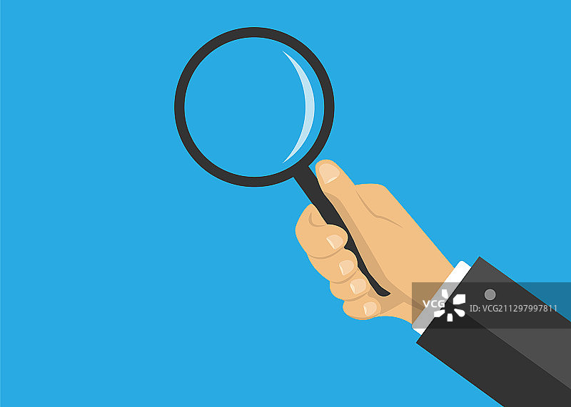 手中拿着放大镜图标扁平设计图片素材