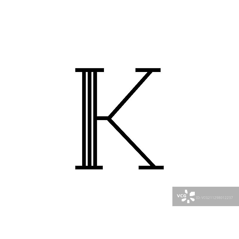 古典字母K黑白线条图片素材