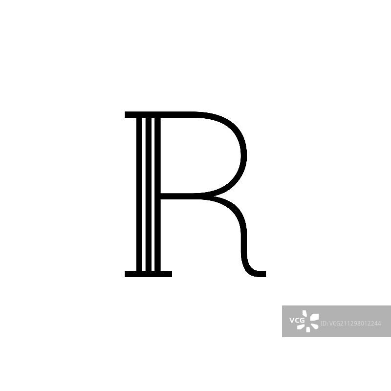 古典字母R黑白线条图片素材