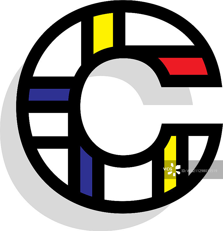 字母蒙德里安复古设计C图片素材