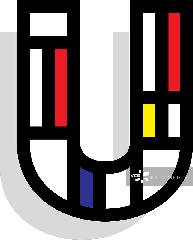 蒙德里安风格复古字母U图片素材