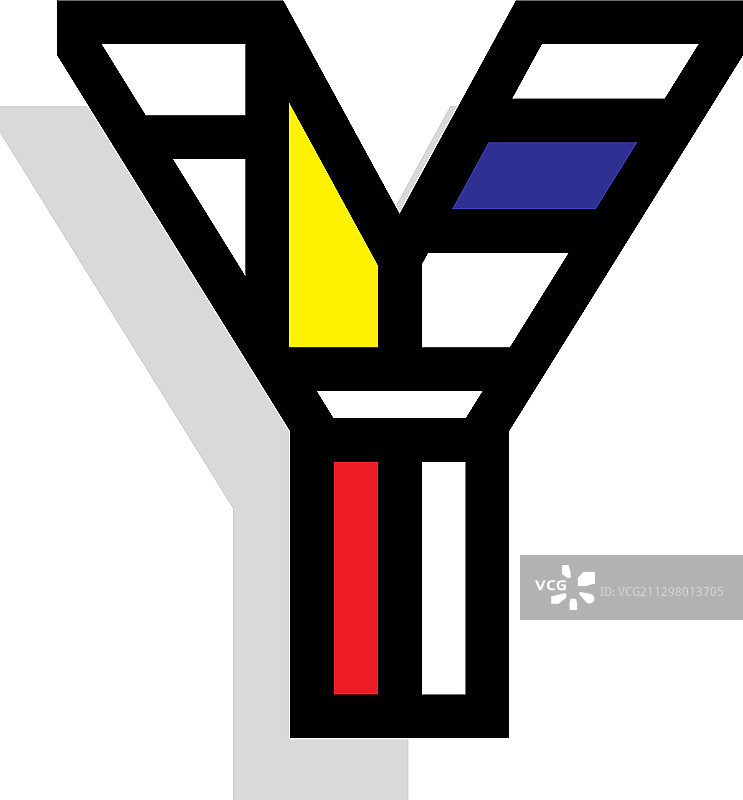 蒙德里安复古设计字母Y图片素材