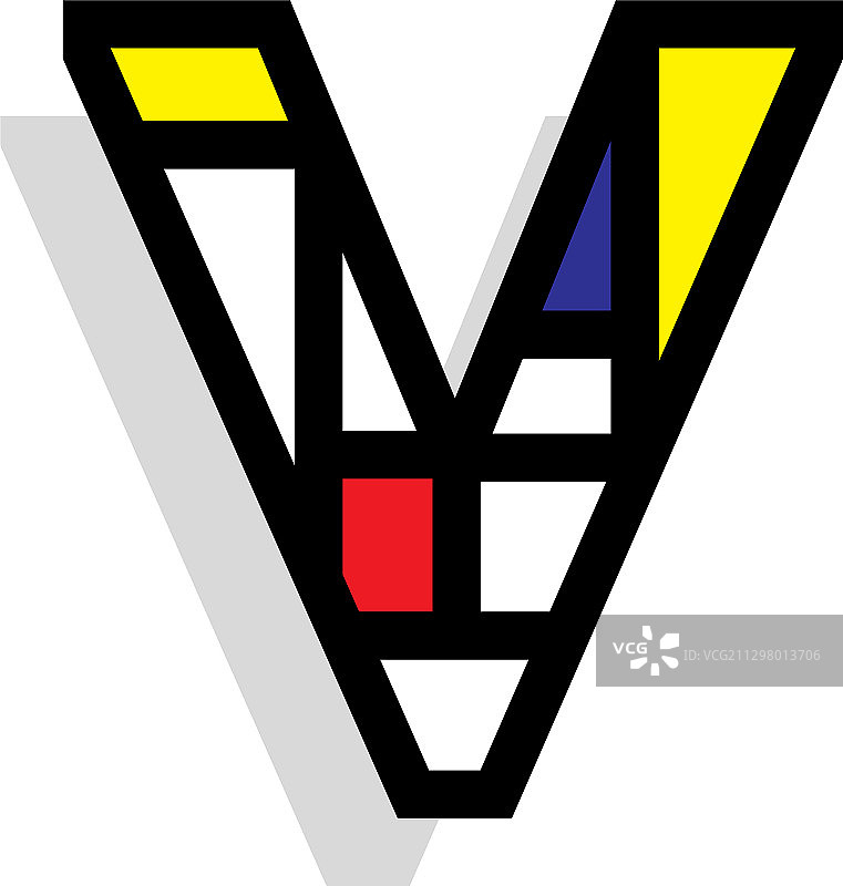 蒙德里安复古风字母设计图片素材