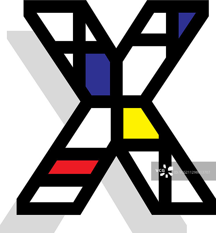 字母蒙德里安复古设计X图片素材