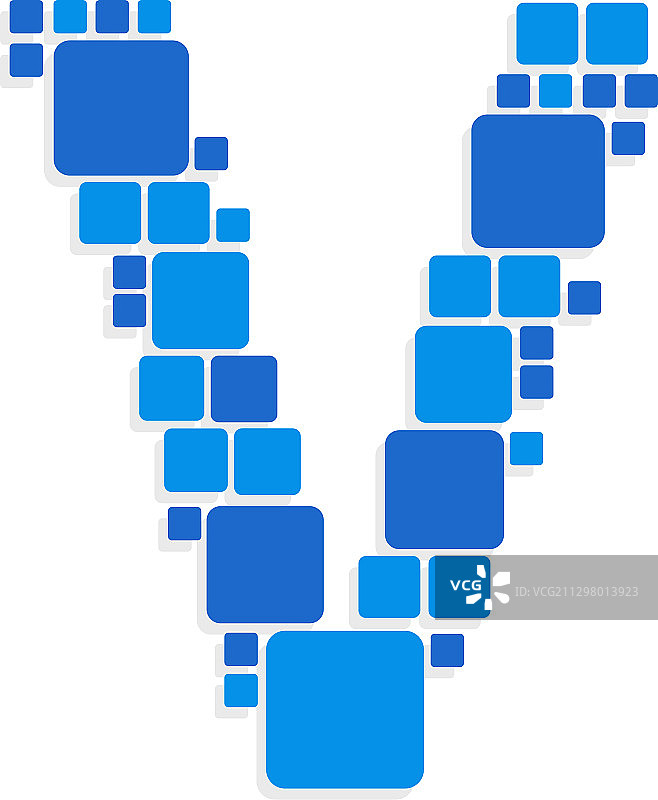 蓝色方块字母V logo图片素材