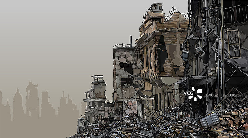 城市背景：废墟建筑图片素材