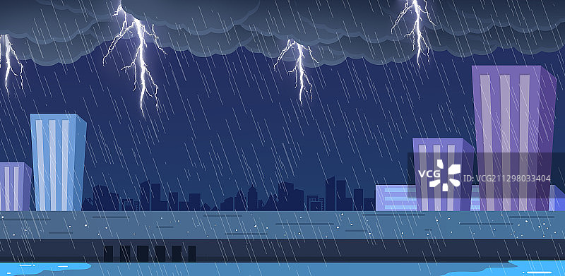 卡通手绘暴雨台风天插画图片素材