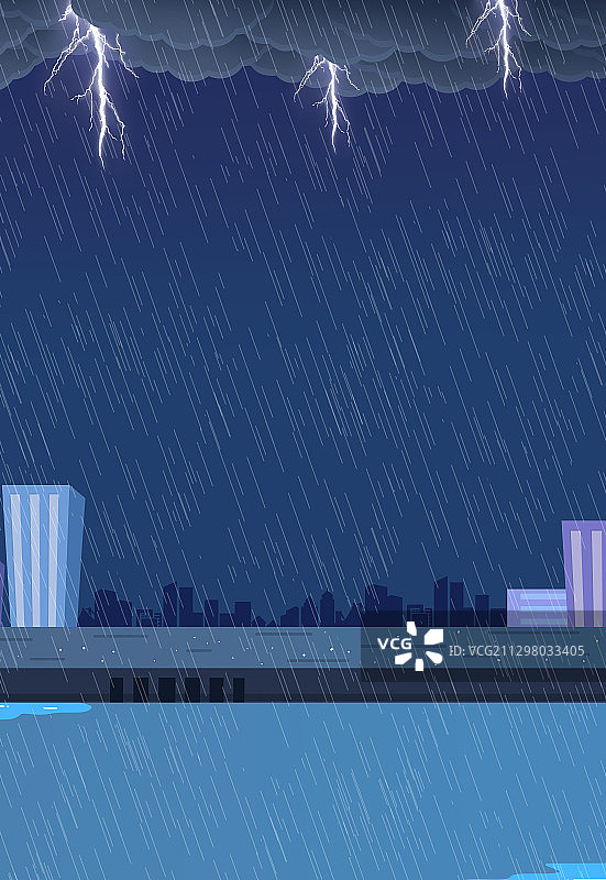 卡通手绘暴雨台风天插画图片素材