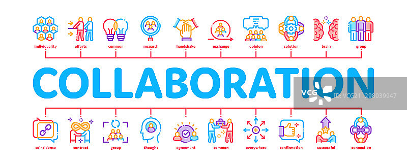 协作工作简约信息图banner图片素材