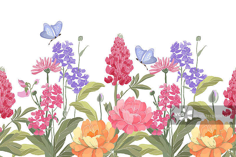 花卉春季花朵无缝边框图片素材