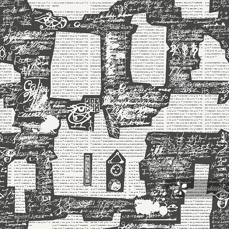 手写报纸无缝图案图片素材