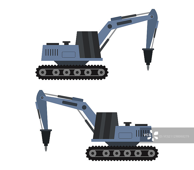 白色背景上的锤子挖掘机图标图片素材