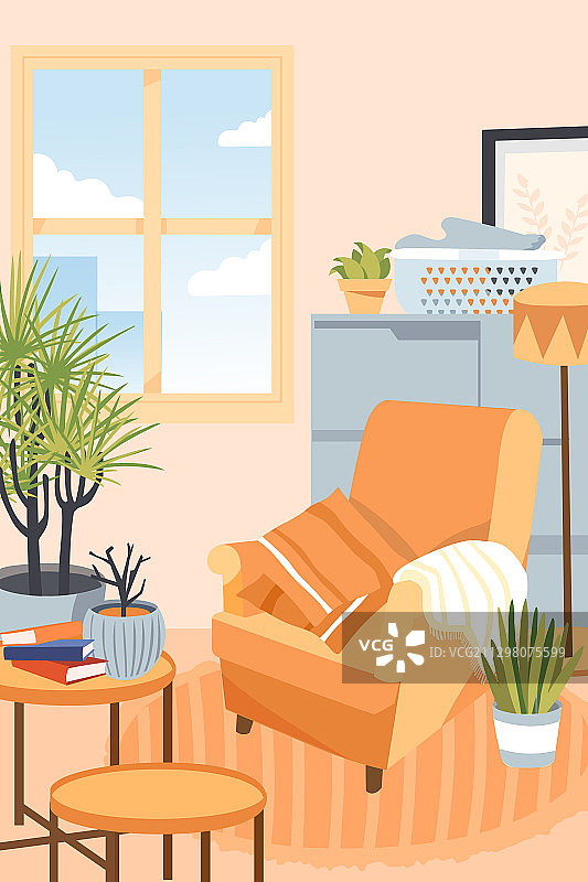 卡通家居室内房间设计装饰装修风格环境舒适租房住房电商矢量插画图片素材