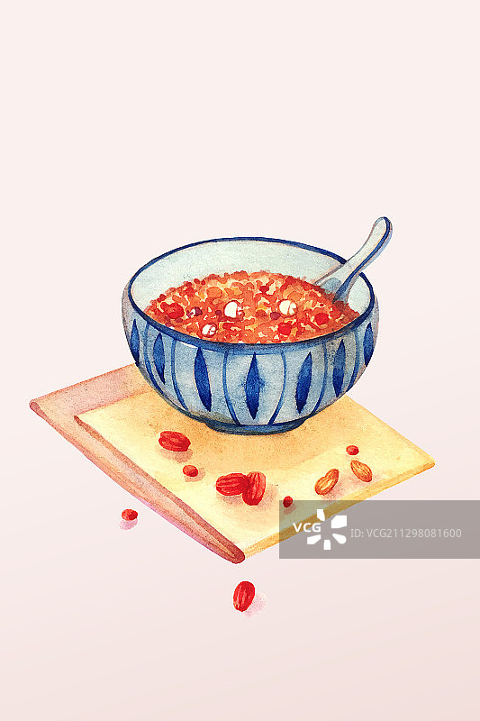 腊八粥灯笼节日水彩插画图片素材