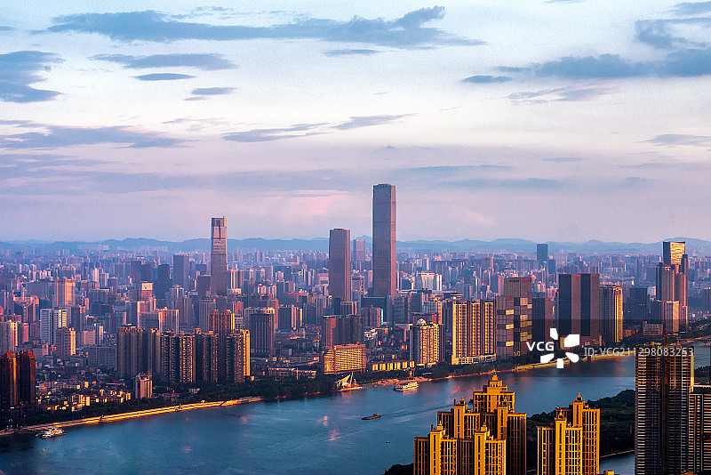 长沙湘江东岸老城区开福区天心区全景图片素材