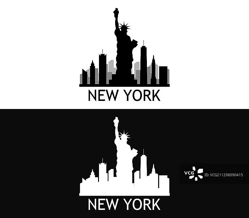 白色背景上的纽约地标图片素材