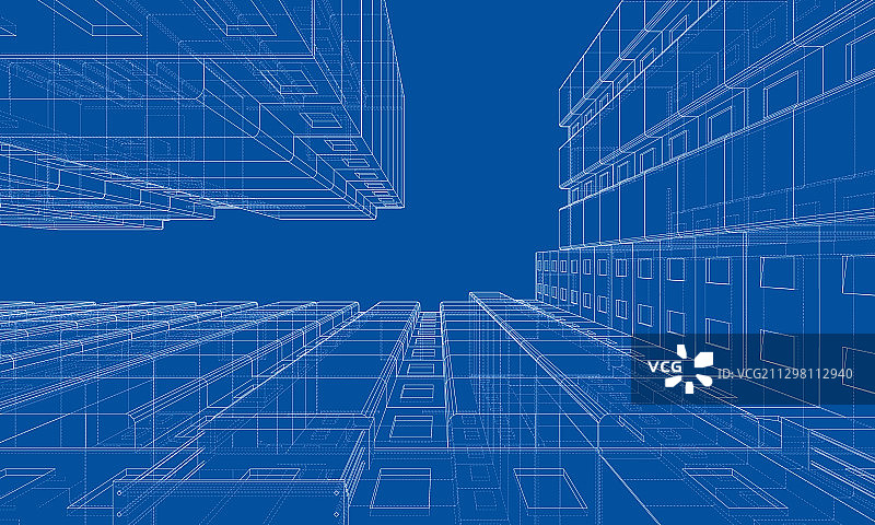 多层建筑的线框模型图片素材