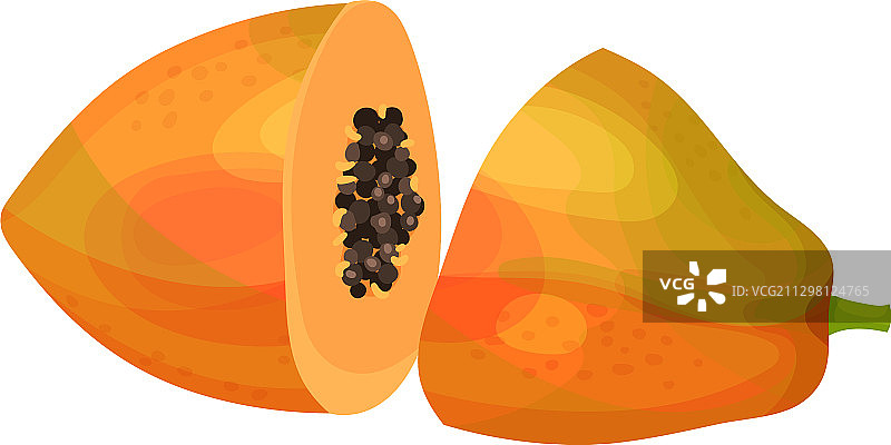 切半的木瓜，展示橙色果肉图片素材