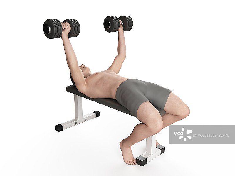 男人做卧推运动图片素材