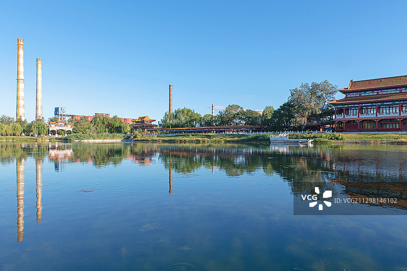 首钢园阳明湖风光图片素材