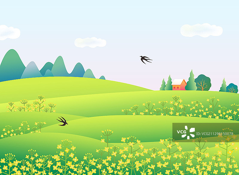 立春清明节孩子放风筝插画图片素材