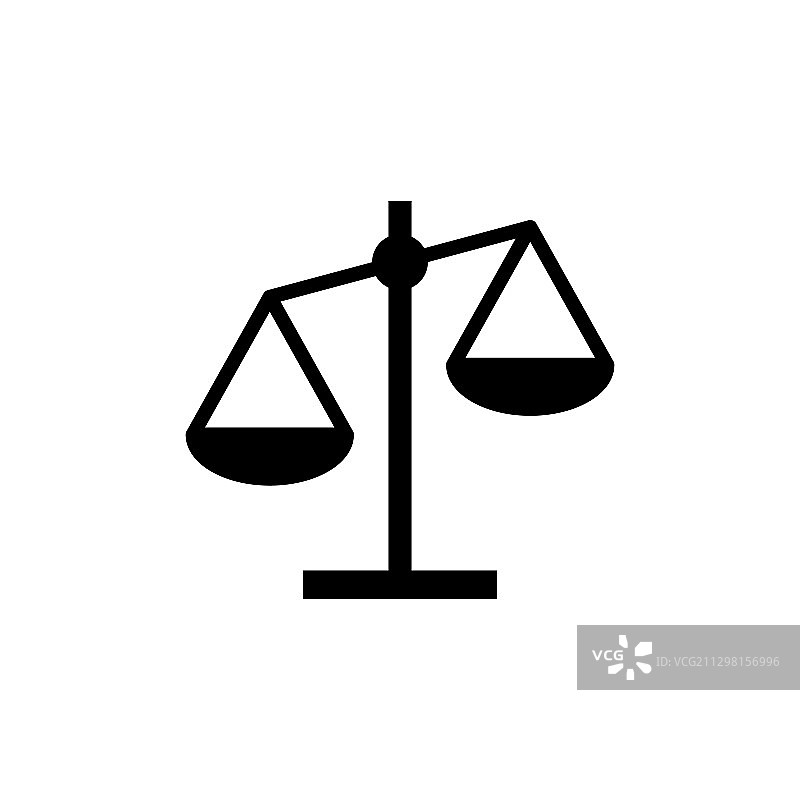 白色背景上的天平图标，象征法律图片素材