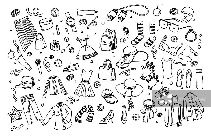 电商服饰生活用品线稿元素插画图片素材