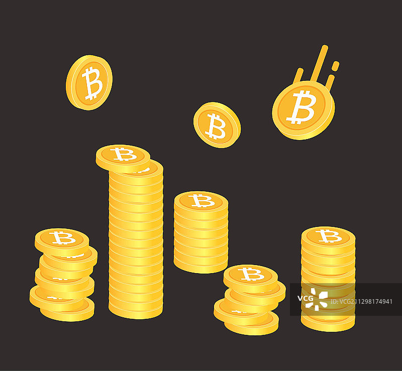 比特币金币插画图片素材