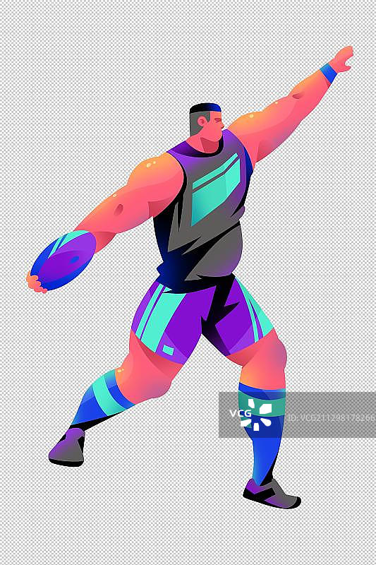 男运动员投掷铁饼的插画图片素材