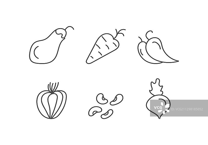 扁平风蔬菜图标合集图片素材