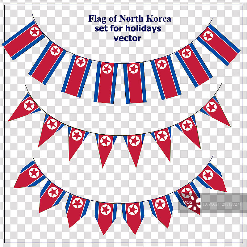 带褶皱的朝鲜国旗套装图片素材