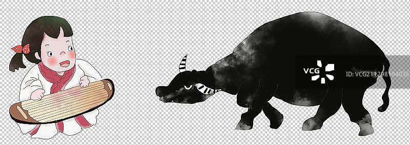 中国成语对牛弹琴图片素材