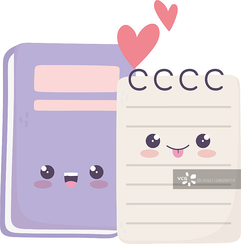 可爱的书本和笔记本爱心卡通形象图片素材