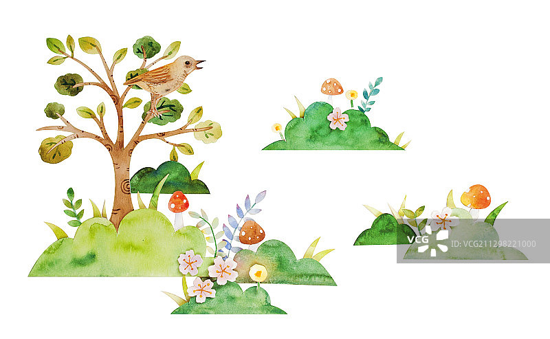 森林国王城堡儿童插画图片素材