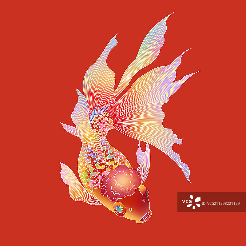 国风金鱼锦鲤元素插画图片素材