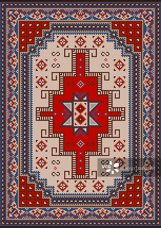 红蓝米棕色调地毯图片素材