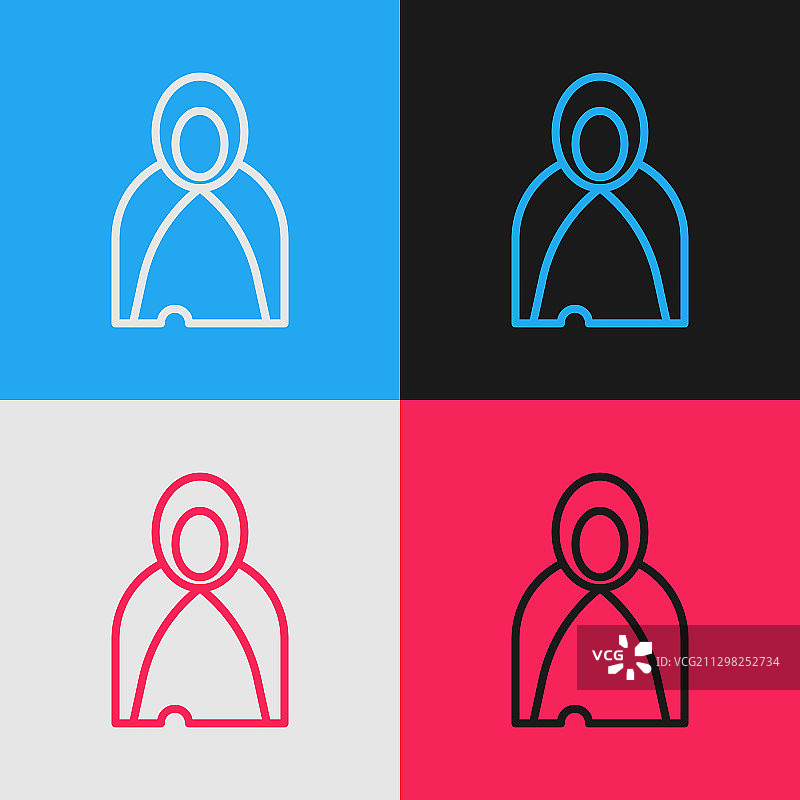 隔离的波普艺术线条斗篷披肩图标图片素材