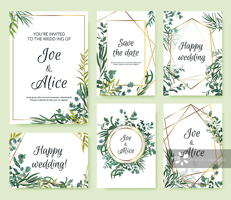 优雅的婚礼邀请函花卉框架图片素材