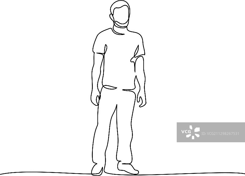 站立男人的连续单线画图片素材