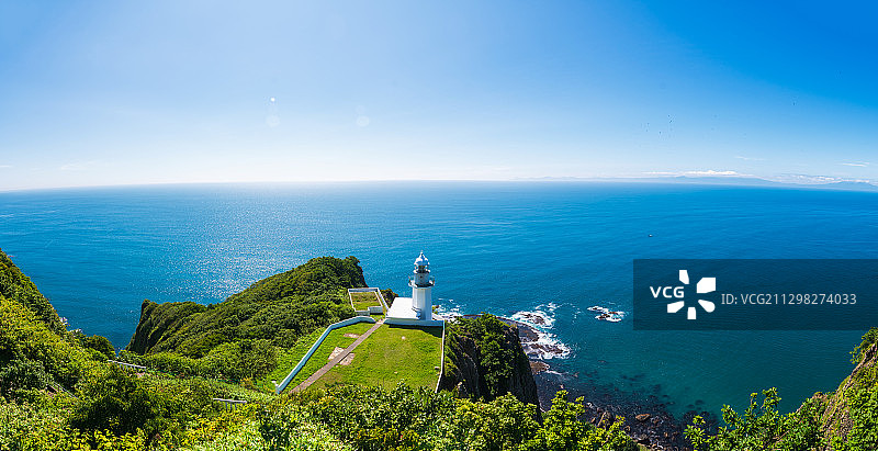日本北海道绘鞆半岛室兰市母恋南町地球岬蓝天白云户外风光图片素材