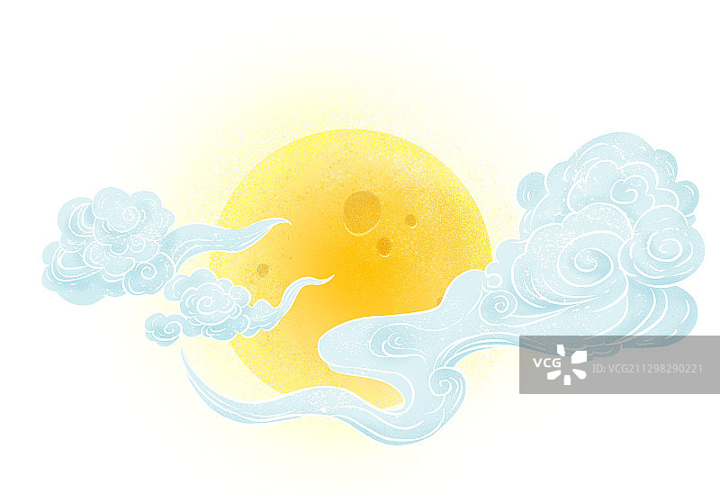 中秋节月亮祥云元素插画图片素材