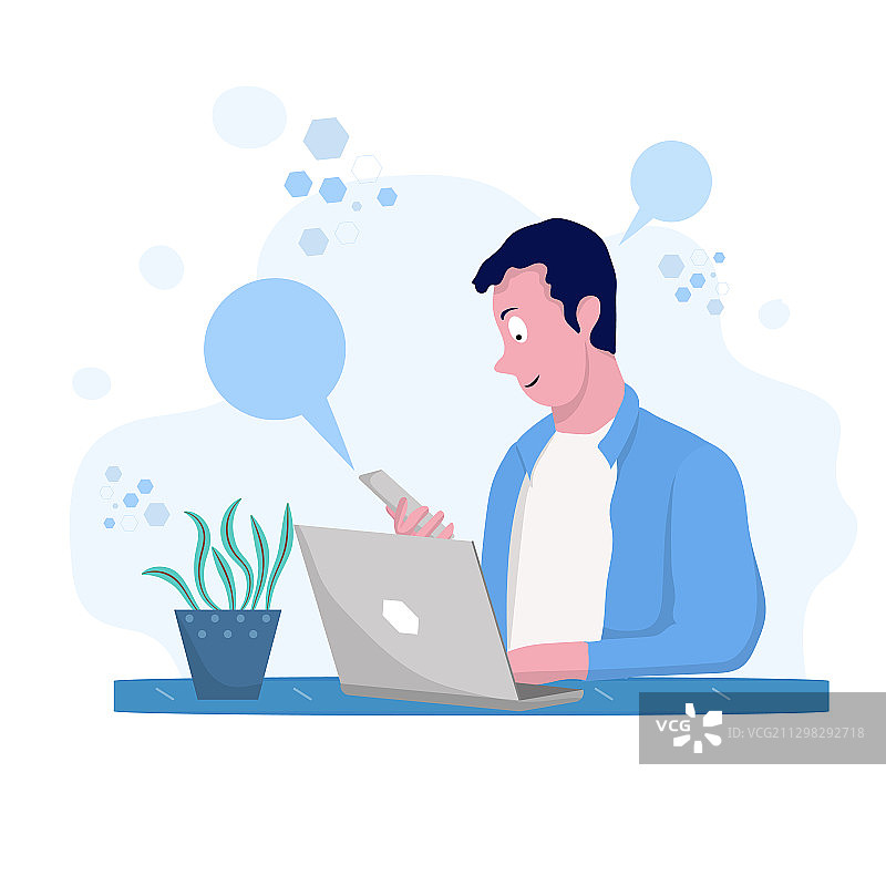 坐在椅子上在家工作的男人图片素材