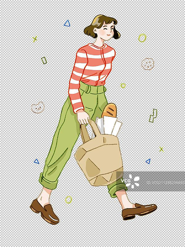 漫画风格清新活力少女插画图片素材