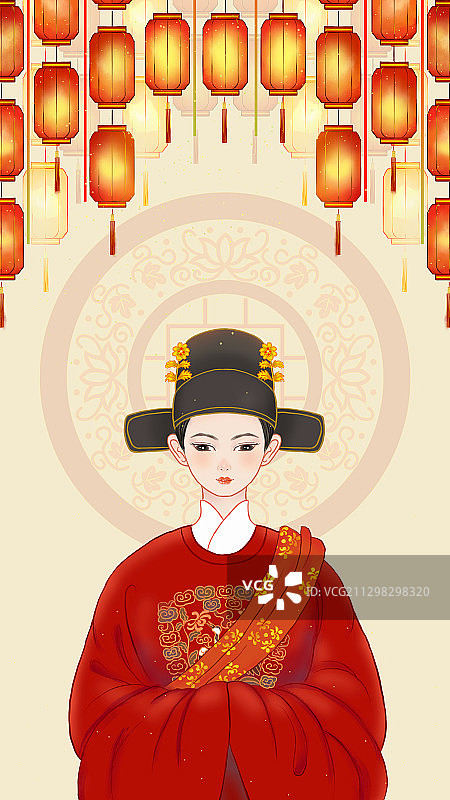 中国风状元手绘人物插画图片素材