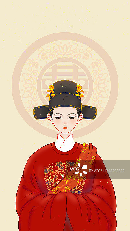 中国风新郎手绘人物插画图片素材