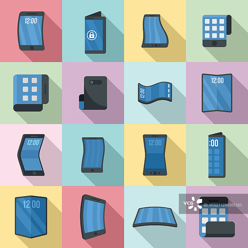 柔性屏幕图标扁平风格图片素材