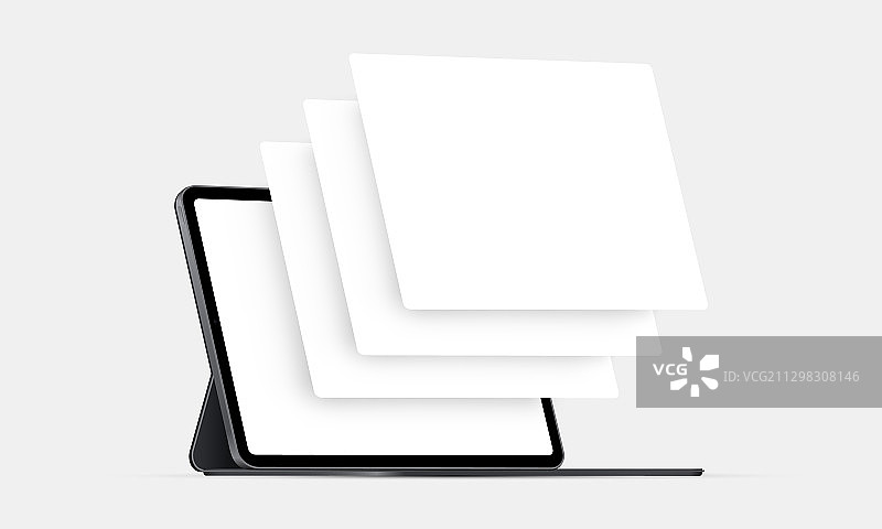 平板电脑模型和空白线框页面图片素材