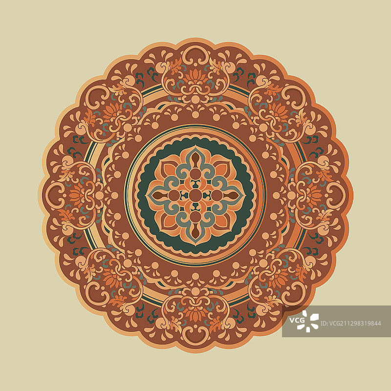 颜色丰富的传统艺术圆形花纹图案图片素材